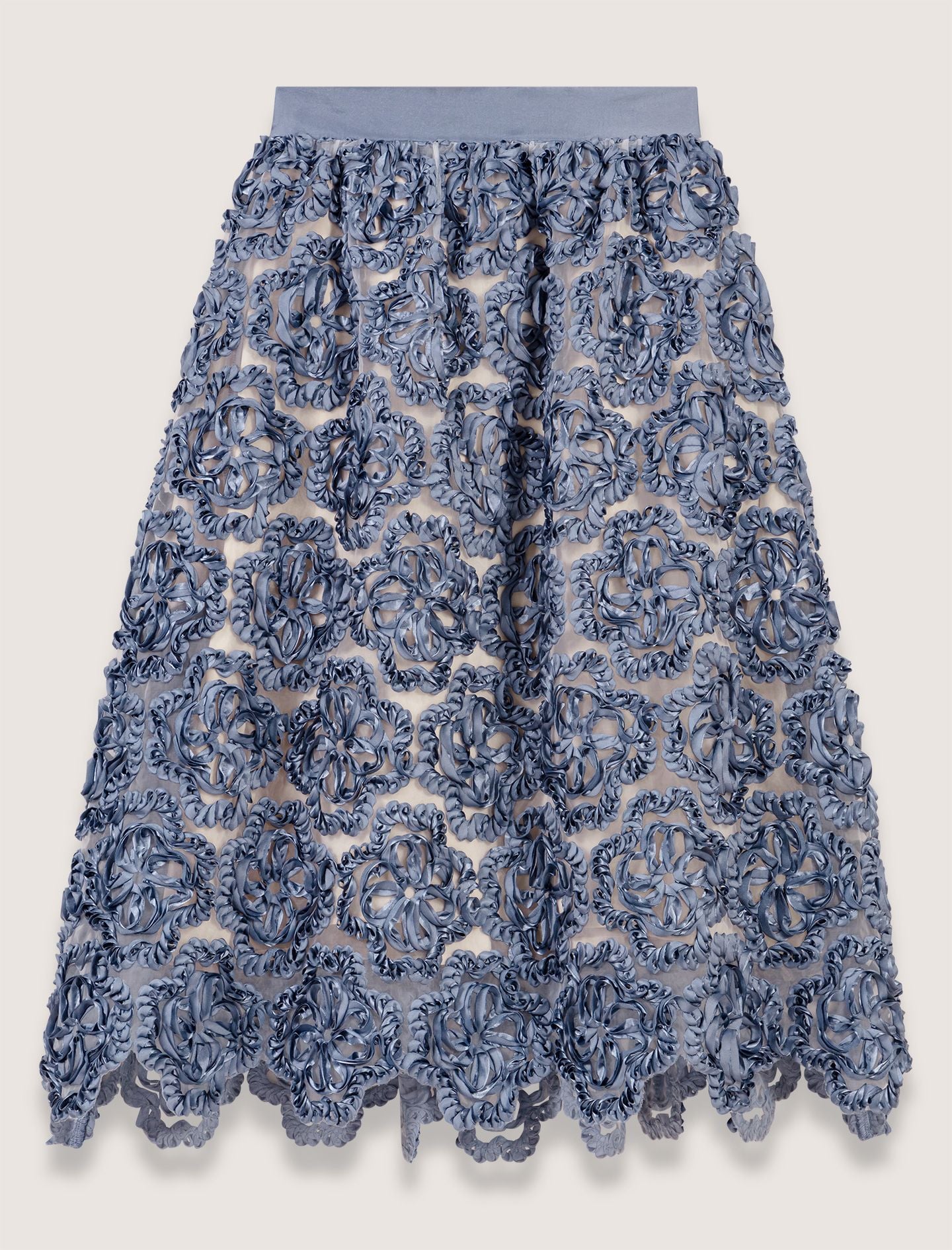 Chân váy dài organza hiệu ứng satin